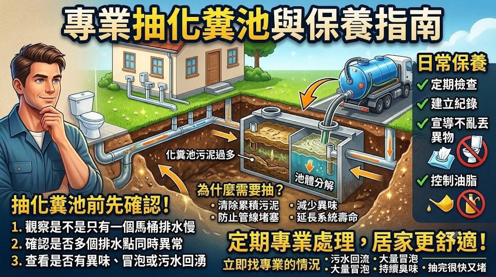 抽化糞池怎麼辦？6步驟排查原因、處理流程與注意事項一次看懂